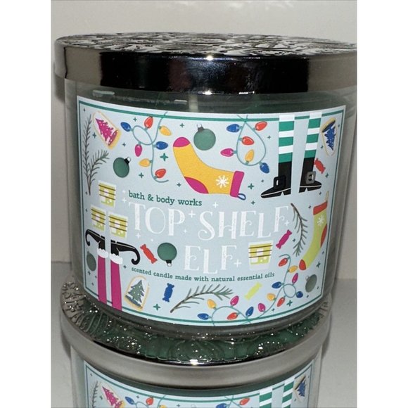 2 Bath & Body Works TOP SHELF ELF 2023 Scented 3-Wick Candle 14.5 oz NEW Set Lot - Picture 5 of 15